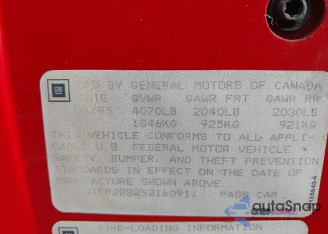 1995 Chevrolet Camaro z USA, uszkodzony, nr VIN 2G1FP22S2S2160911